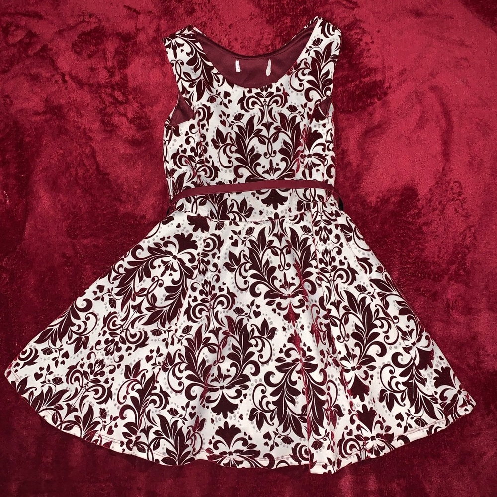 Maroon & White Girls Dress